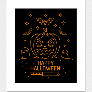 Happy halloween pumpkin Posters and Art